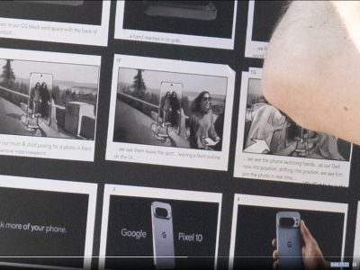 Une image issue du tournage d'une publicité pour le Google Pixel 10