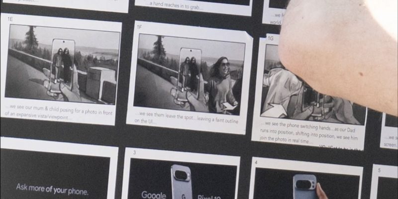 Une image issue du tournage d'une publicité pour le Google Pixel 10
