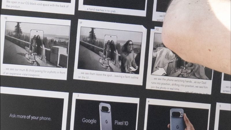 Une image issue du tournage d'une publicité pour le Google Pixel 10
